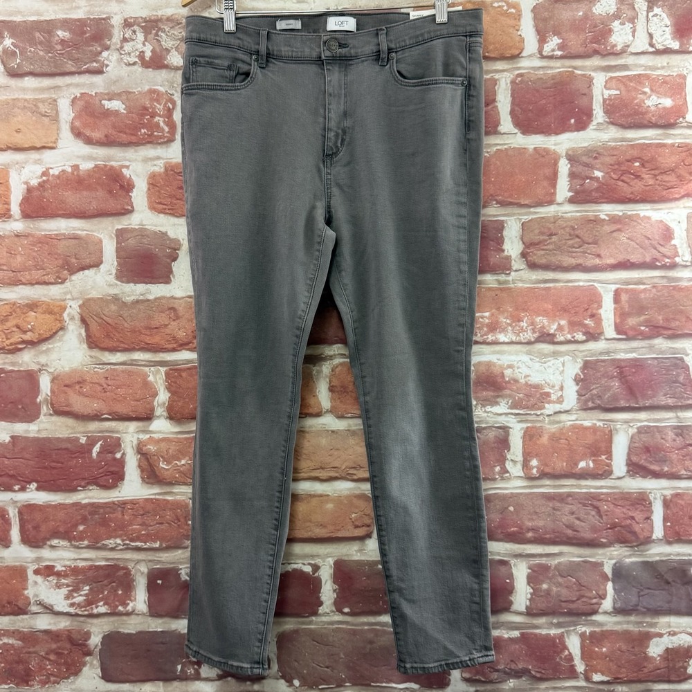 Ann Taylor Loft Mid Rise Skinny Jeans Womens 12 Gray Denim Stretchy Casual Pants